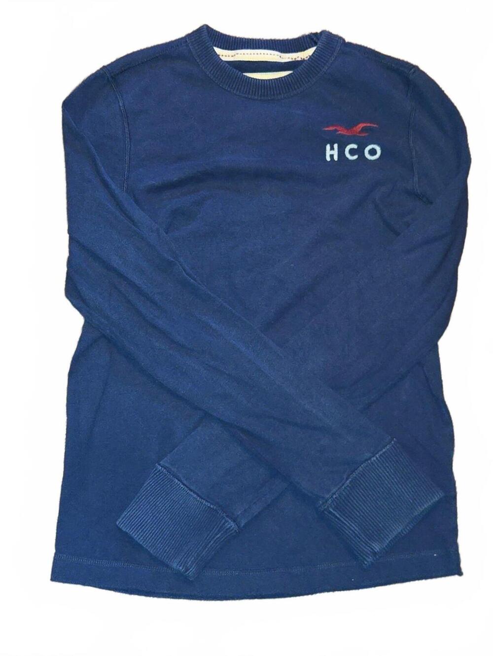 Vintage Hollister Men's long sleeve shirt Size Medium Blue Embroidered HCO y2k